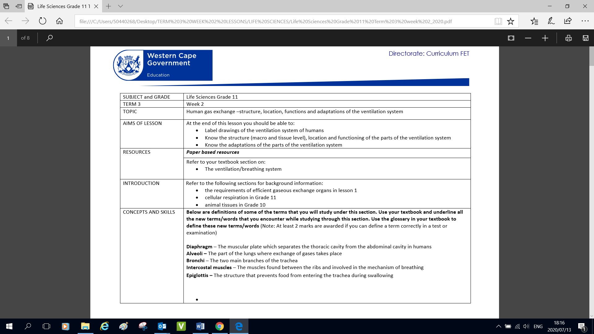 FET Gr12 T3 Week 2 Life Sciences | WCED EPortal